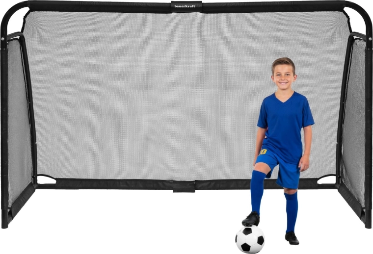 Voetbaldoel Bauerkraft 300 × 200 × 90 cm, staal, zwart