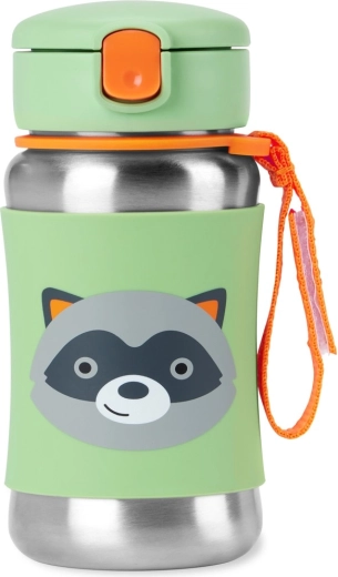 Skip Hop Spark Style roestvrijstalen waterfles met rietje Wasbeerbeertje 350 ml 12m+