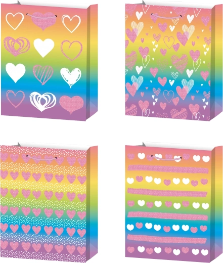 Cadeautas L regenboog met hartjes