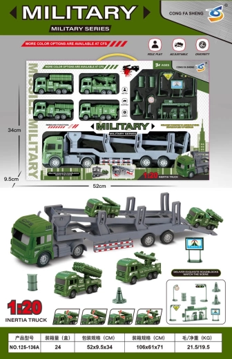 Militaire set met transportvoertuig, voertuigen en accessoires