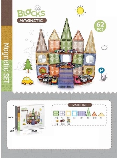 Magnetische bouwset met autootjes, 62 stuks