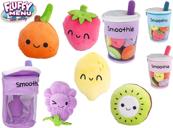 Pluche smoothie-beker met fruit 33 cm – Fluffy Menu
