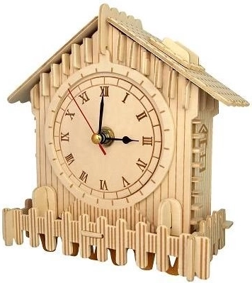 Houten 3D-puzzelklok met werkend uurwerk