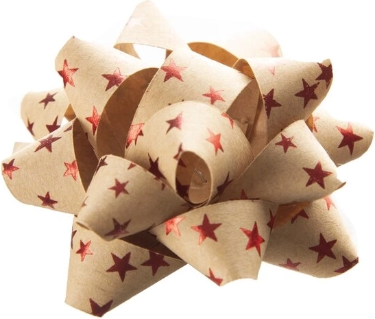 Papieren rozet ster van kraftpapier beige 5 cm (mix 3 varianten)