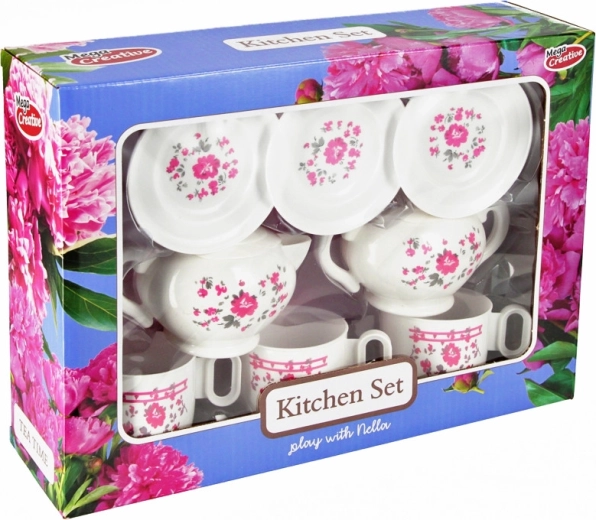 Kindertheeservies met bloemen