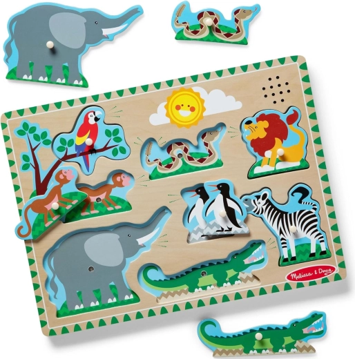 Melissa & Doug houten geluids-puzzel Dieren in de dierentuin
