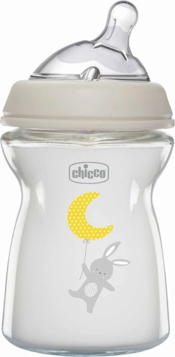 Chicco babyfles Natural Feeling glazen 250 ml antikoliek, neutraal, 0m+