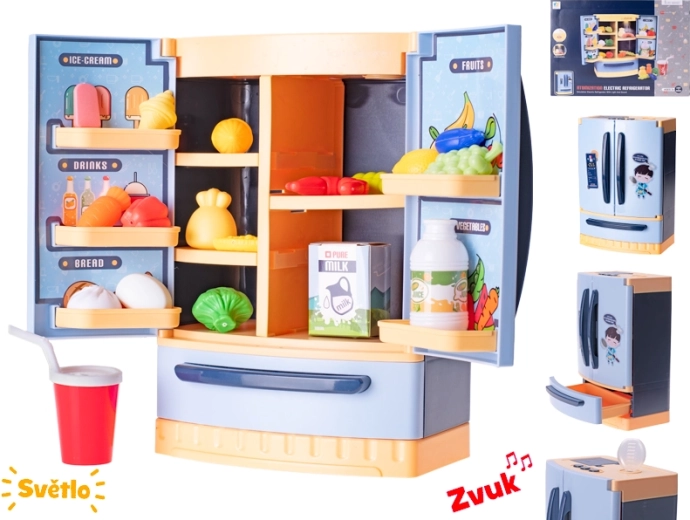 Interactieve kindvriendelijke koelkast met accessoires – blauw