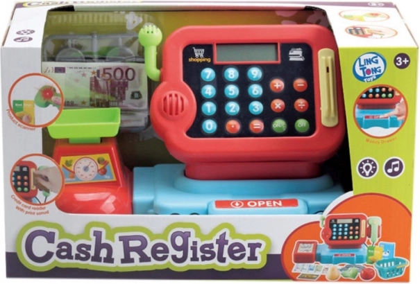 Kassa met weegschaal en scanner