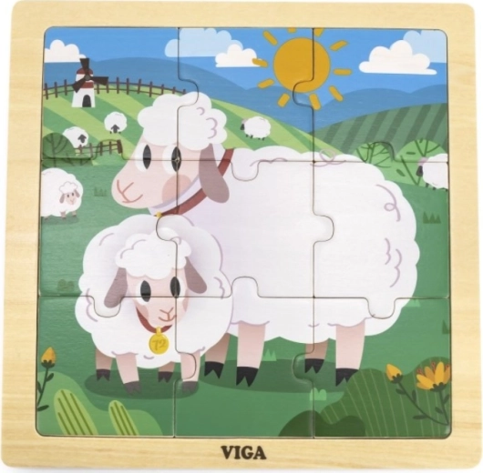 VIGA houten puzzel schaapjes – 9 stukjes