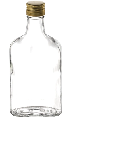Platte fles 250 ml met schroefdop Ø 28 (verpakking van 12 stuks)