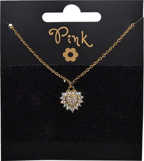 Vergulde ketting met hart-hanger in de zon