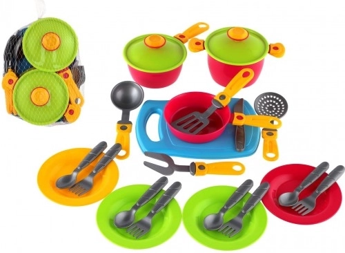 Kinderservies set met snijplank, plastic
