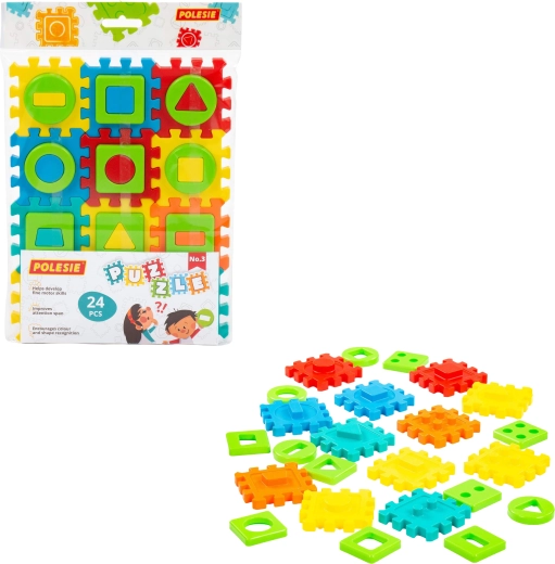 Kinderpuzzel van schuimrubberen stukken met vormen, 24 stuks