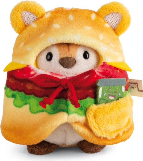 Nici MyMochi pluche tijger Tiggy 8 cm met hamburgerkostuum en mini-komkommer, geschenkset