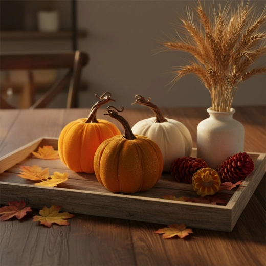 Decoratieve herfstpompoen 11 × 13 cm - 1 stuk