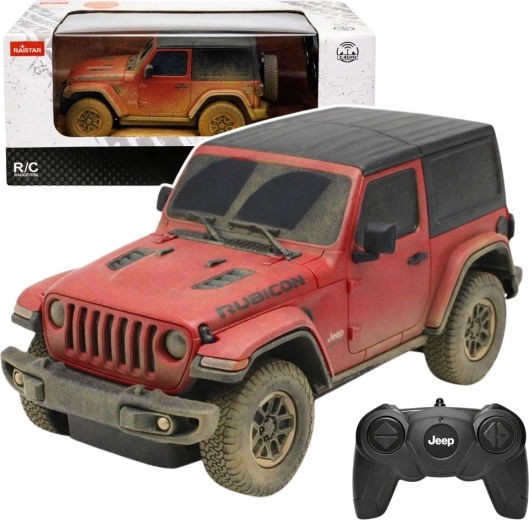 Rastar JEEP Wrangler Rubicon Muddy 1:24 RC – rood terreinwagen op afstandsbediening