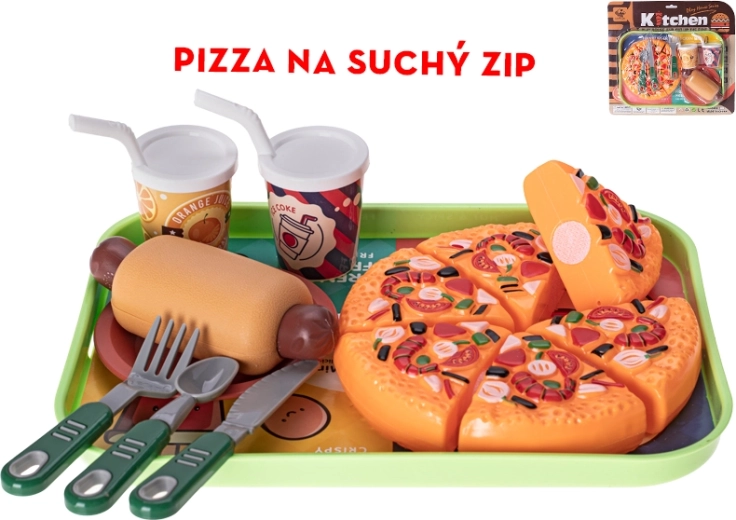 Kinderset fastfood met klittenbandpizza en hotdog