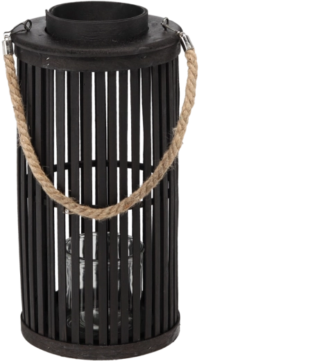 Houten lantaarn 40 × 20 cm, zwart