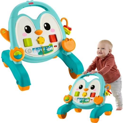 Fisher-Price muzikale loopwagen en duwwagen pinguïn 2-in-1