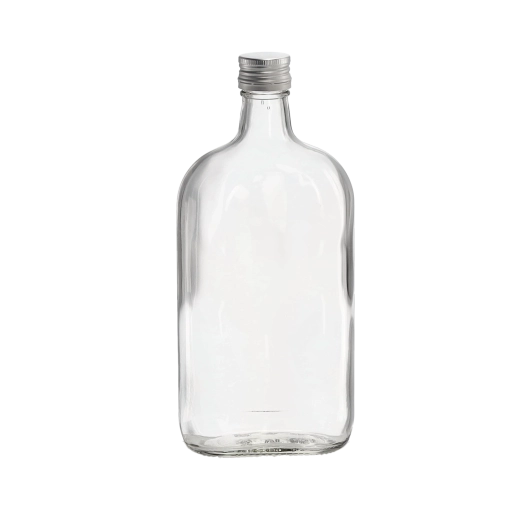Platte glazen fles 500 ml met aluminium schroefdop