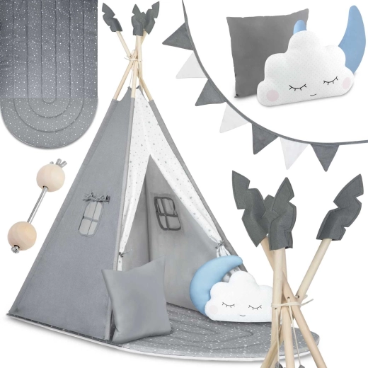 Kinder-tipi tent Nukido – grijs