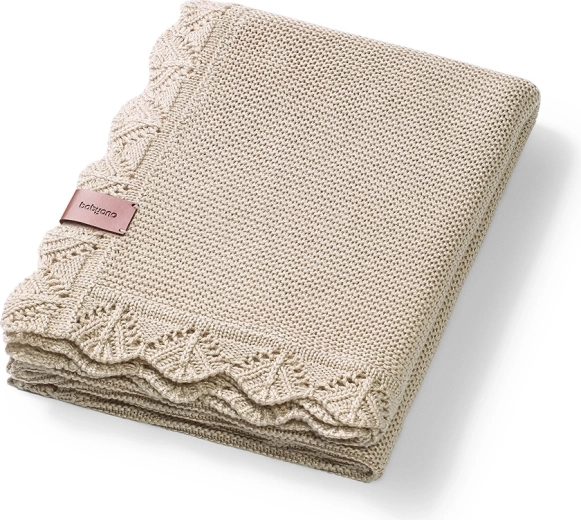 Babyono gebreide bamboedeken light beige 75 × 100 cm