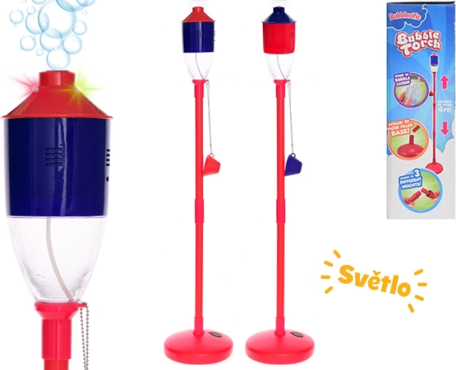 Staande bellenblaasmachine in de vorm van een toorts 132 cm