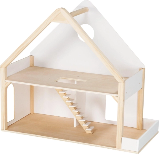 Houten poppenhuis met twee verdiepingen