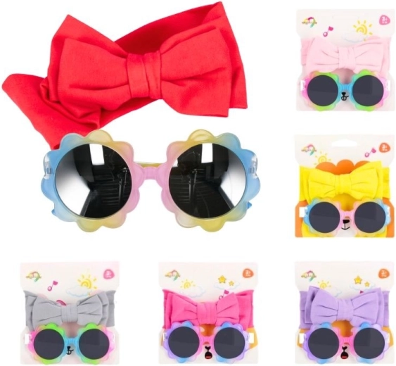 Set zonnebril en haarband met strik (6 kleuren)