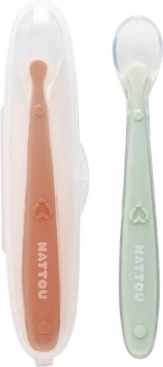 Siliconen lepeltjes met zachte punt en etui 2 stuks NATTOU