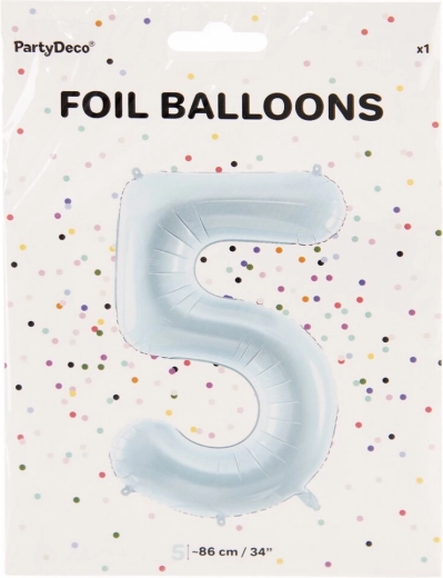 Folieballon cijfer 5 blauw 86 cm