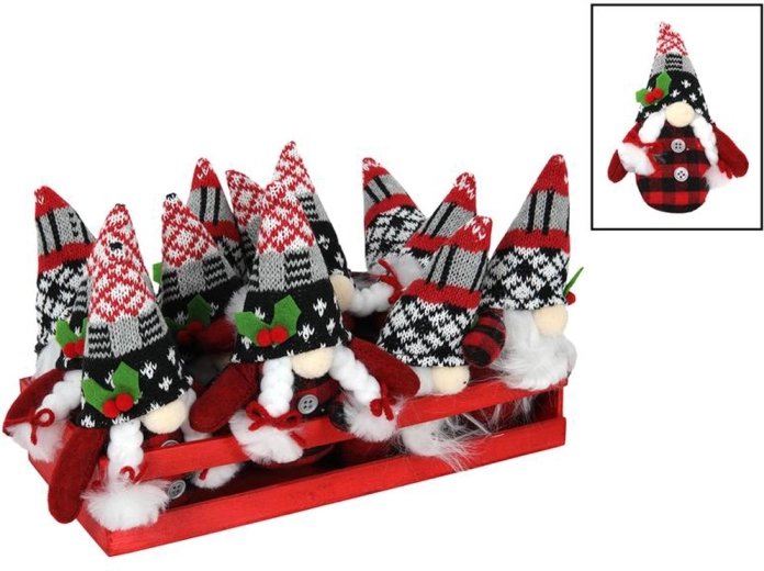 Pluchen kerstfiguur 15 cm – mix soorten, rood