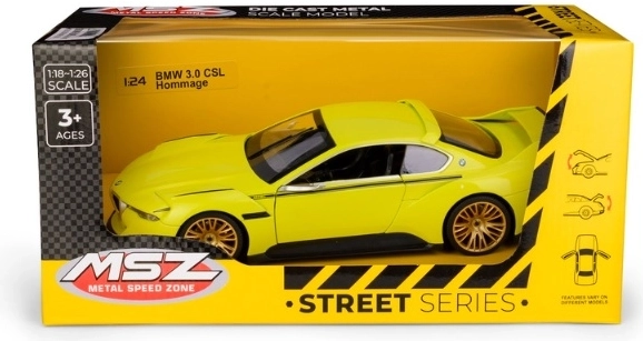 Verzamelmodel BMW 3.0 CSL Hommage MSZ op schaal 1:24, geel