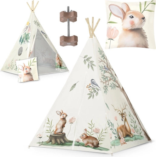 Kinder-tipi NUKIDO – beige bosmotieven