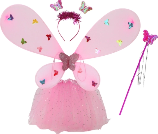 Feeënkostuum Vlinderoverkleding roze vleugels