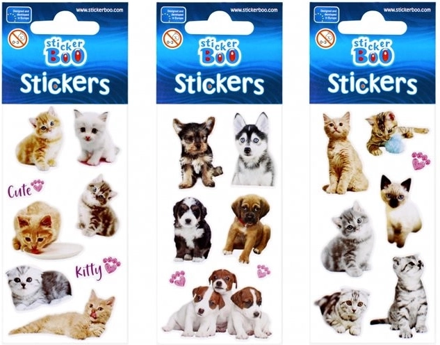 StickerBoo stickers met puppy’s en kittens (3 varianten) - 1 stuk