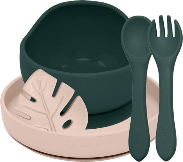 Petite&Mars siliconen eetset Take&Match misty green / desert sand 6m+ (4 stuks)