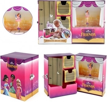 Uitklapbare sieradendoos met prinsessen en opwindmelodie