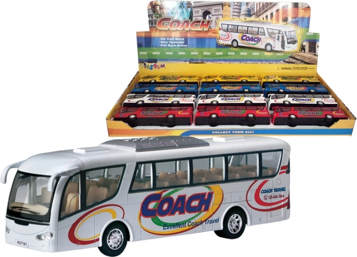 Metalen busmodel met vliegwiel, 4 varianten