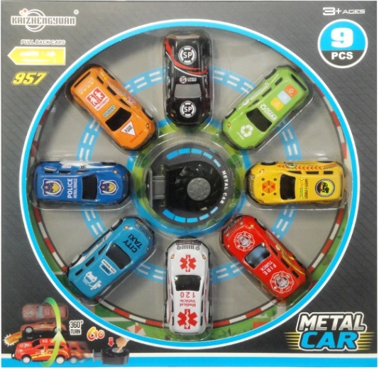 Set metalen autootjes met lanceerder en 360° salto