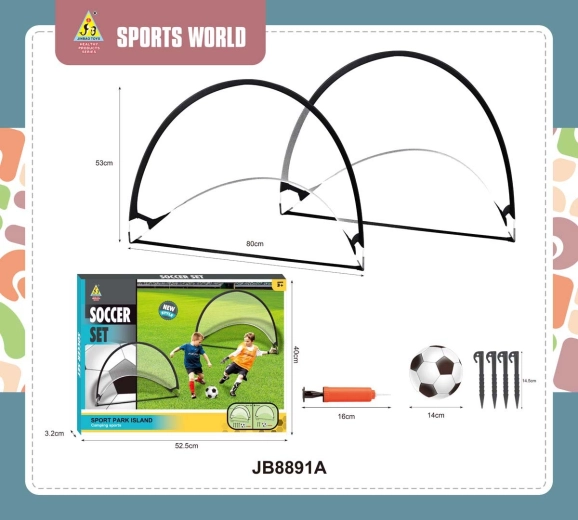 Trainingsset met opvouwbare Pop Up-voetbaldoelen en accessoires - 2 stuks