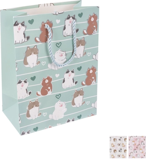 Cadeaupapieren tas met kattenmotief 18 × 10 × 23 cm (3 varianten)