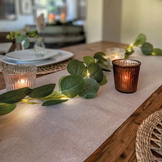 LED-lichtsnoer met bladeren, 20 LED's, 2 m, warm wit
