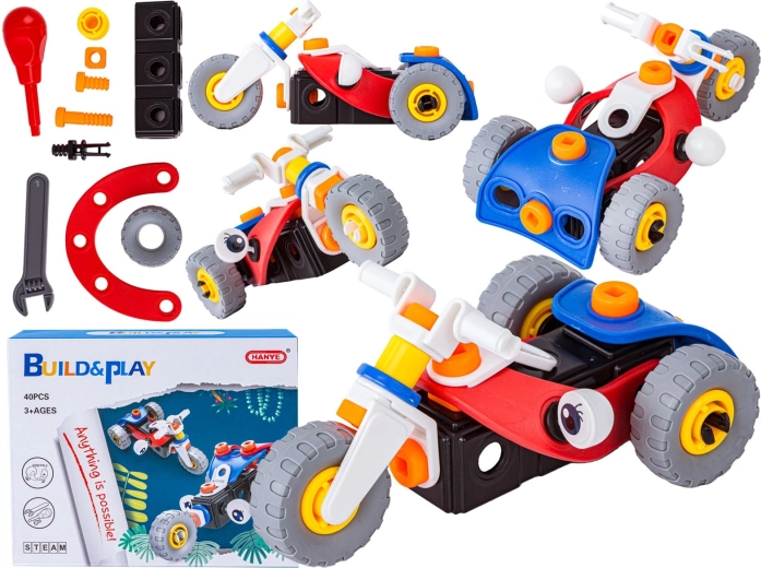 Elastische constructieblokken 2-in-1 – motor en driewielig voertuig 40 onderdelen