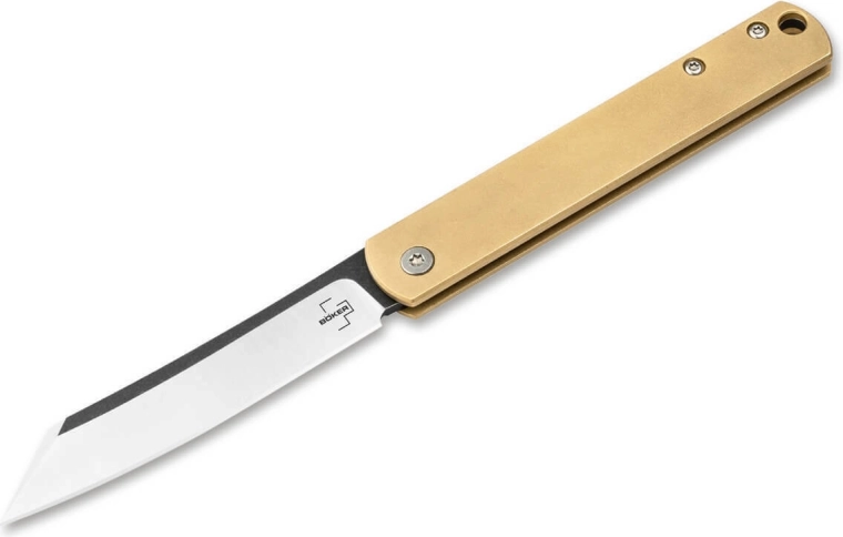 Böker Plus Zenshin 42 Brass zakmes 7,5 cm met stonewash-afwerking