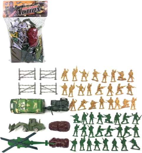 Plastic militaire speelset met soldatenfiguren en voertuigen