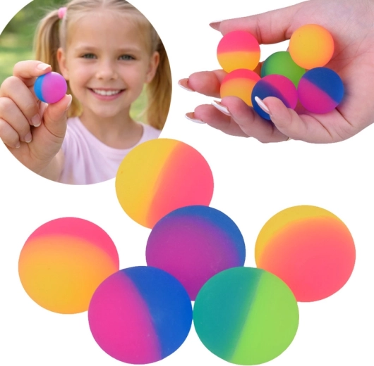 Set van 5 stuiterballen van rubber – regenboogkleuren