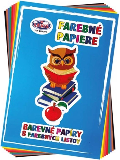 Map met gekleurd papier A4 80 g (8 vellen, 8 kleuren) - 1 stuk