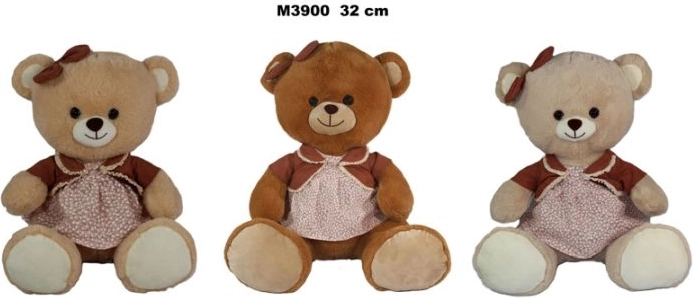 Pluchen teddybeer in jurk 32 cm - 1 stuk